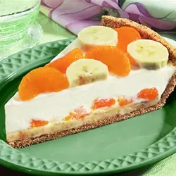 Monchoutaart met mandarijn en banaan